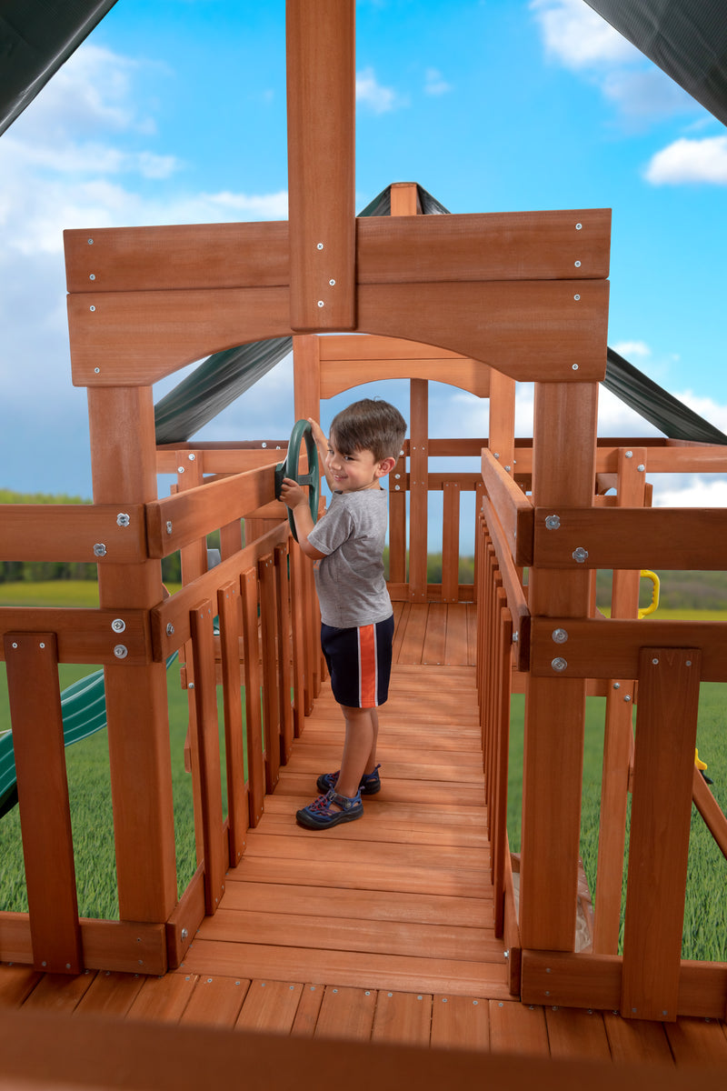 Two Story Playhouse 2MamaBees Wooden Two-Story Outdoor Playhouse