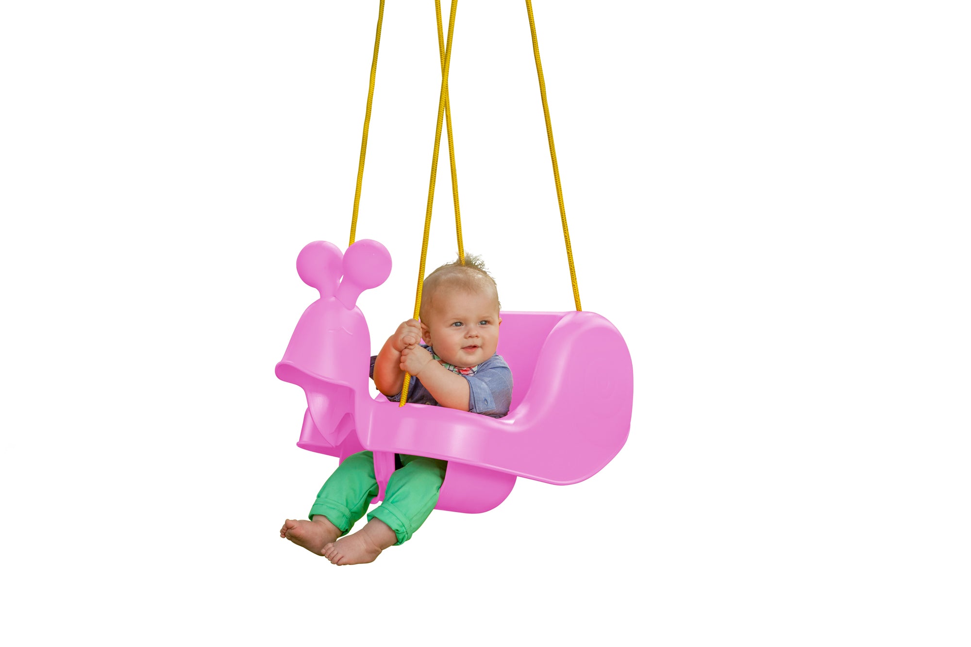 Pink and online grey baby swing