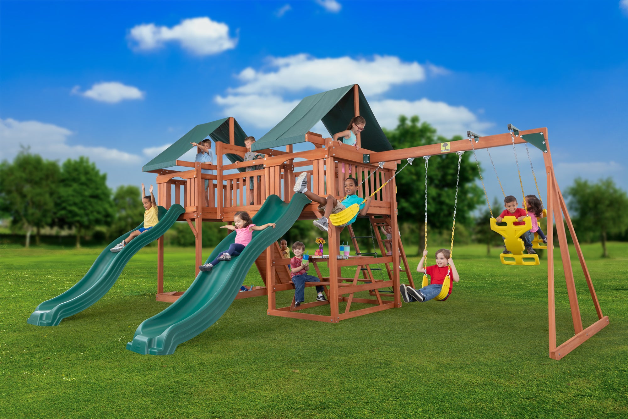 Backyard Playsets Large Wooden Swing Set Sequoia Wooden Swing Set